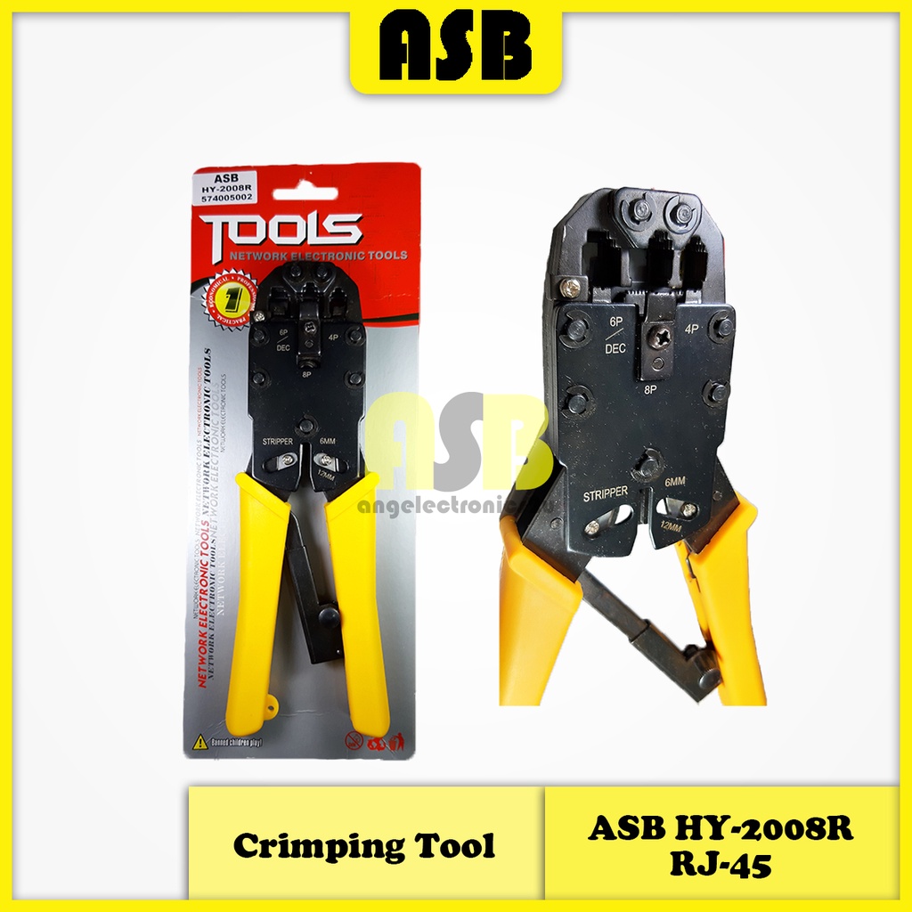 (1 ชิ้น) ASB Crimping Tool (HY-2008R) RJ-45 (4P4C / 6P4C / 8P8C) (574005002)