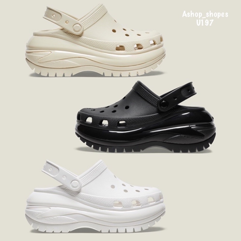 รองเท้า cr0cs ผู้หญิง Cr0cs Platform Classic Mega Crush Clog รองเท้าไปทะเล รองเท้าพื้นหนา