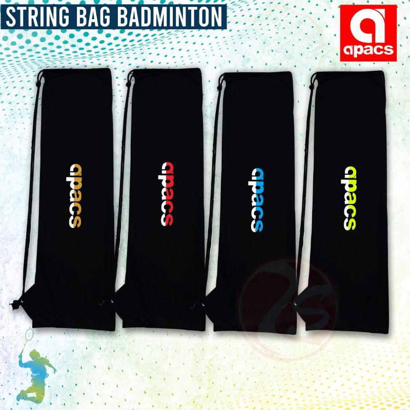 Hitam Sporty badminton String bag กระเป๋าผ้าไม้แบดมินตัน กระเป๋าหูรูดสีดํา TSA APC-2 APC-1 motif