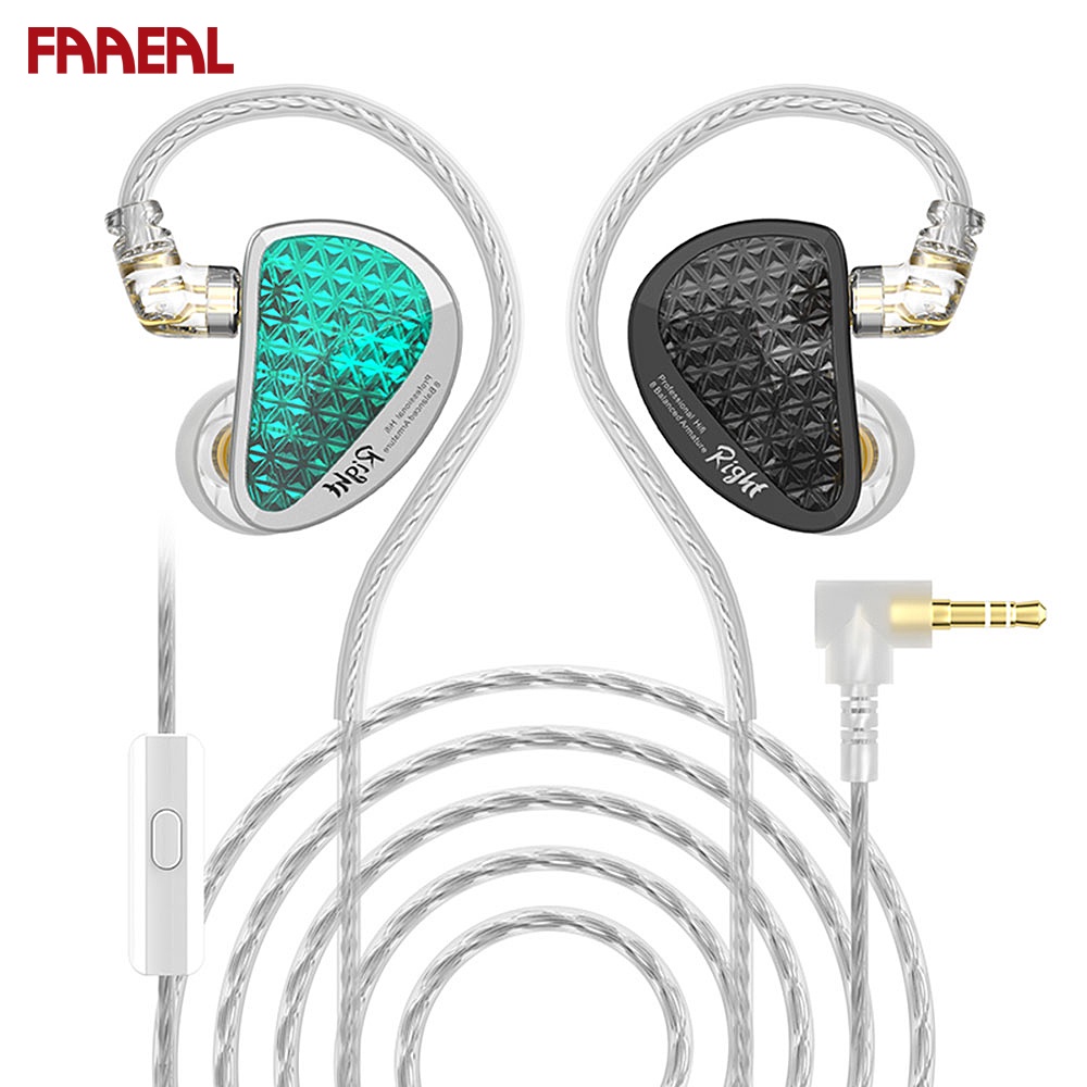 FAAEAL KZ AS16 Pro หูฟัง 8BA Balanced Armature หน่วยหูฟัง HIFI Bass In Ear Dynamic Monitor ชุดหูฟังเสียงรบกวน Cancelling กีฬา Gamer หูฟัง