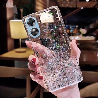 พร้อมส่ง ใหม่ เคสโทรศัพท์มือถือแบบนิ่ม TPU ใส บางมาก กันกระแทก ลายท้องฟ้ากลางคืน ประดับเลื่อม สําหรับ OPPO A78 5G A17 A17K A77S A77 A57 4G 2023