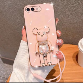 เคสโทรศัพท์มือถือแบบนิ่ม ทรงสี่เหลี่ยม ลายหมีโหด 6D หรูหรา สําหรับ iPhone 6 plus 6 splus 7 plus 8 plus 6 6s 7 8