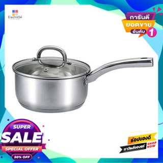 Pot หม้อด้ามสเตนเลส พร้อมฝาแก้ว Kassa Home รุ่น Cc-0019 ขนาด 18 ซม. สีเงินstainless Pot With Glass Lid  Home Cc-0019 Siz