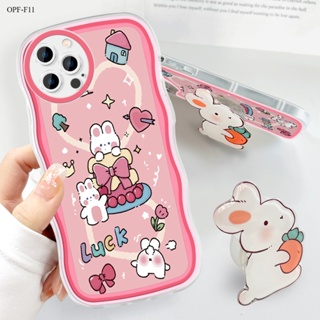 OPPO F11 F9 F7 F5 F1S Youth Pro เคสออปโป้ สำหรับ Case Cartoon Lovely Rabbit With Holder เคส เคสโทรศัพท์ เคสมือถือ Protective Shell Shockproof Casing Full Back Cover Soft Silicone Cases