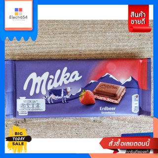 ขนม Milka Erdbeer ช็อคโกอแลต100g Milka Erdbeer Chocolate 100g. Good price.ช็อคโกแลต