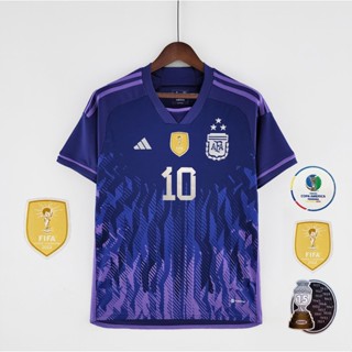 เสื้อกีฬาแขนสั้น ลายทีมชาติฟุตบอล Argentina away jersey 22 23 Fans S-4XL ชุดเยือน