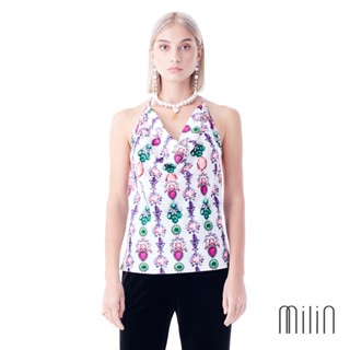 [MILIN] Sierra top Jelwel degital print satin halter top เสื้อคอถ่วงคล้องคอพิมพ์ลาย