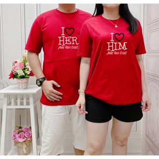 [S-5XL]ผ้าฝ้าย 100% เสื้อยืดคู่รัก พิมพ์ลาย LOVE HER EVER COUPLE ROMANTIC COUPLE สําหรับผู้หญิง และผู้ชาย