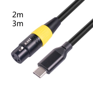 Ev ใหม่ สายเคเบิล XLR ตัวเมีย เป็น USB-C ตัวผู้ 3 แกน สําหรับคอมพิวเตอร์ โน้ตบุ๊ก ไมโครโฟนไดนามิก Type-C XLR