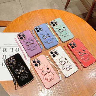 เคสโทรศัพท์มือถือ TPU แบบนิ่ม ลายกระต่ายน่ารัก พร้อมสายคล้อง สําหรับ Oppo F11 F15 A92S Reno 4Z 5G A93S A94 4G Reno 5F A97 F11 Pro