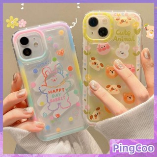 PingCoo - Case For iPhone 14 13 12 11 Plus Pro Max XR TPU Soft Jelly Airbag Case Cute Cartoon Animal Camera Protection Shockproof Back Cover