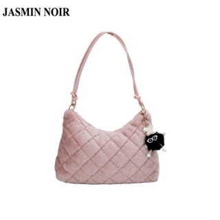 Jasmin NOIR กระเป๋าสะพายไหล่ กระเป๋าถือ สะพายข้าง ขนเฟอร์ เรียบง่าย สําหรับสตรี