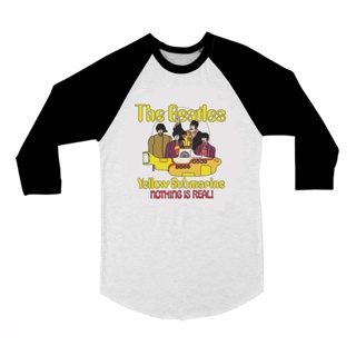 เสื้อยืด พิมพ์ลาย The BEATLES สีเหลือง SUBMARINE~RAGLAN