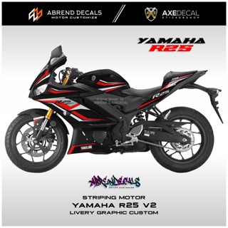 สติกเกอร์กราฟฟิค ลายขวาง สําหรับติดตกแต่งรถจักรยานยนต์ YAMAHA R25 V2 R25