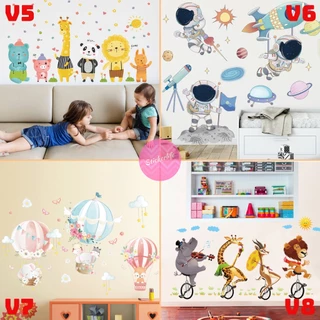 สติ๊กเกอร์ลายการ์ตูน สัตว์โลก ABC สําหรับติดตกแต่งผนังห้อง ตกแต่งห้องเด็ก สติ๊กเกอร์ติดผนัง