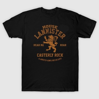 เสื้อยืด ผ้าฝ้าย 100% พิมพ์ลาย Game Of Thrones A Song Of Ice Fire House Lannister Lion Ca สําหรับผู้ชาย XQ_08