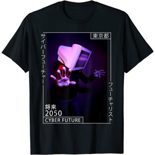 เสื้อยืดแฟชั่น Japanese Adult T-Shirt Aesthetic Cyberpunk Cyborg - 80s Futurism T-ShirtDIY เสื้อยืด_12