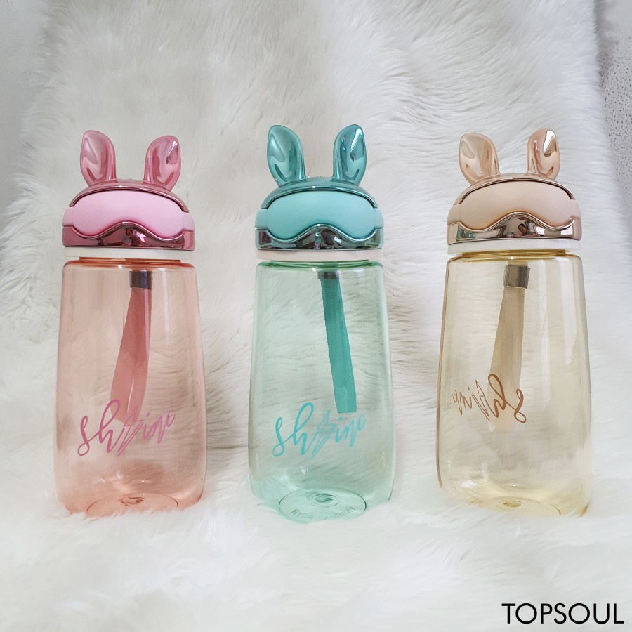 Shine Rabbit Drinking Bottle 600ml Cool Tumbler Rabbit Pink Gold Tosca