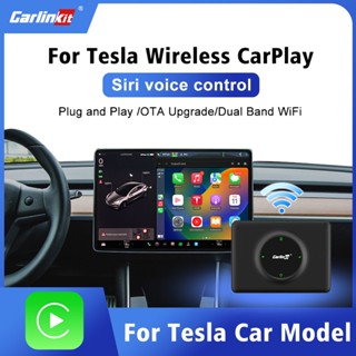 Carlinkit กล่อง CarPlay Ai ไร้สาย สําหรับ Tesla Model 3 X Y S Auto Connect Siri Voice Assistant Spotify Google Maps Waze WiFi 5G-Connect Plug and Play