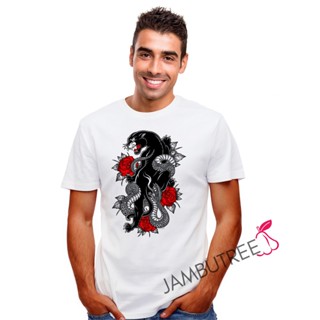 Jambutree Black Panther Snake Roses Tattoo Graphic Unisex Streetwear T-Shirt Tee Tshirt Baju READY STOCK STOK SEDIA_04