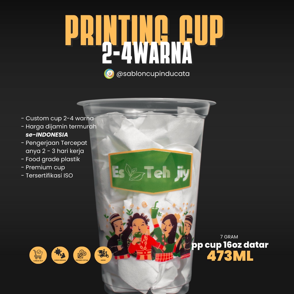 PP CUP SCREEN PRINTING CUSTOM PRINTING 2-4 สี - แบนและวงรี - เครื่องซีลถ้วยพลาสติก // THROUGHOUT IND