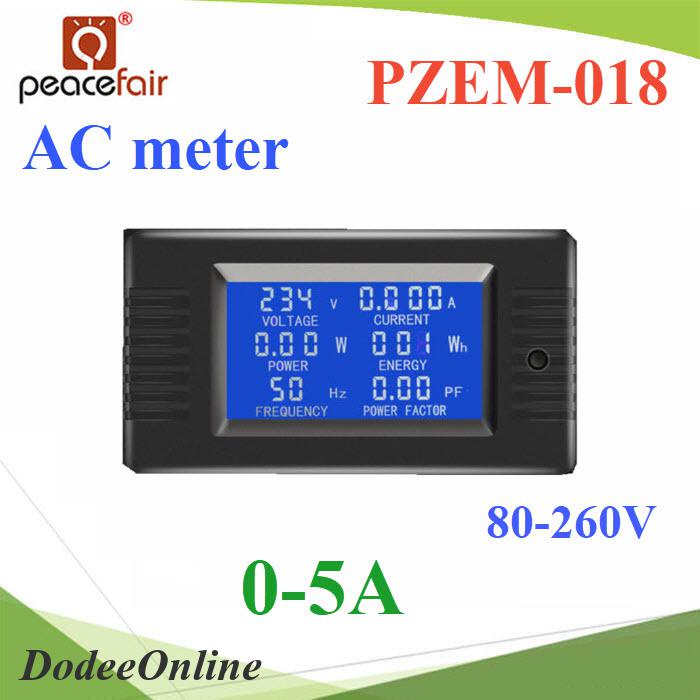 .PZEM-018 AC มิเตอร์ดิจิตอล 5A 80-260V โวลท์ แอมป์ วัตต์ พลังงานไฟฟ้า Hz Factor รุ่น PZEM-018-AC-5A DD