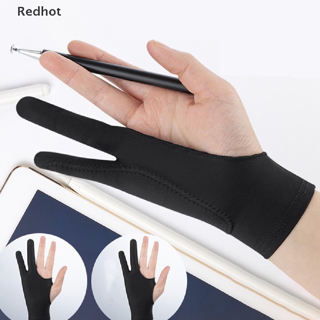 <Redhot> ถุงมือ 2 นิ้ว ป้องกันการเปรอะเปื้อน สีดํา สําหรับวาดภาพ 1 ชิ้น