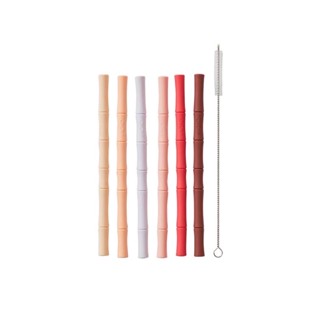 OYOY Living Design | Bamboo Silicone Straw - Pack of 6  หลอดดื่มน้ำ ผลิตจากซิลิโคน 100%