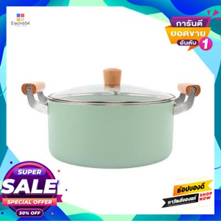 Casserole หม้อหูเคลือบเซรามิกพร้อมฝาแก้ว 26 ซม. Kassa Home รุ่น Ed-0110 ขนาด 35.5 X 26 X 17.5 ซม. สีฟ้าceramic Casserole