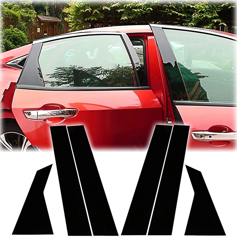 6pcs รถประตูหน้าต่างคอลัมน์ B เสาโพสต์สติกเกอร์ Fit สําหรับ Honda Fit/Jazz 2021 2022 Center Trim