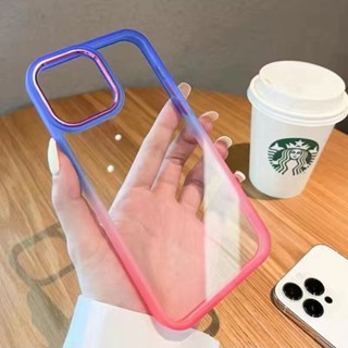 ส่งจากไทย เคสมือถือ เคสหลังใสขอบสีทู โทน Case OPPO A17 A17K A77 A57 Realme 9i C33 C35 เคสกันกระแทก ไล่สี ขอบนิมหลังแข็ง