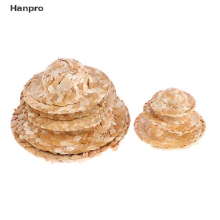 Hanpro&gt; หมวกฟางทอมือ ขนาดเล็ก เครื่องประดับ สําหรับตกแต่งตุ๊กตา DIY 2 ชิ้น