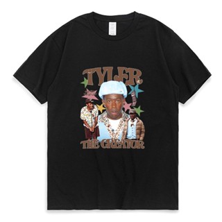 เสื้อยืดแขนสั้น คอกลม ผ้าฝ้าย พิมพ์ลายนักร้อง Rap Tyler The Creator สไตล์ฮิปฮอป แฟชั่นเรโทร สําหรับผู้ชาย และผู้หญิ_03