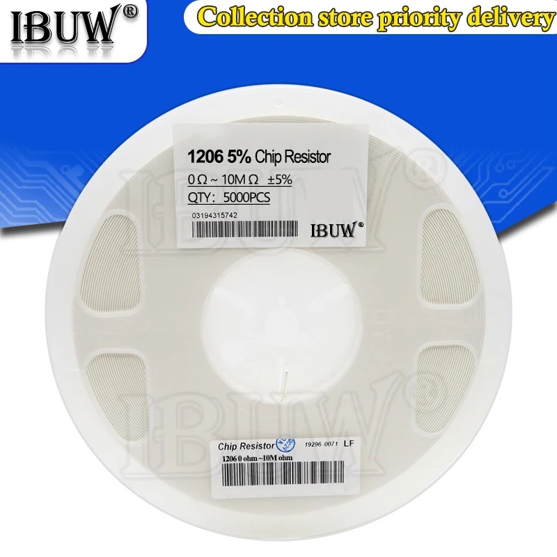 5000pcs 1206 5% 1/4W SMD ชิปความต้านทาน 1M ~ 10M 1M 2M 3M 4.7M 6.8M 7.5M 10M