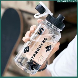1l Creative Starbucks ขวดน้ำใหม่ความจุขนาดใหญ่ขวดกีฬา Ton ถ้วยทุกวันดื่มน้ำผลไม้โปร่งใสถ้วยพลาสติกตัวอักษร Flowerdance