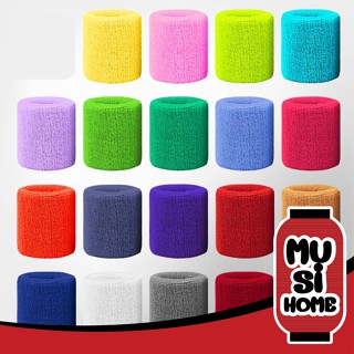 ✨ราคาถูก✨ MUSI.HOME【S19】สายรัดข้อมือขนหนู ผ้ารัดข้อมือ ซับเหงื่อ ขนาด 8*8 CM