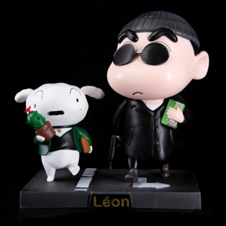 ชินจัง &amp; ชิโร่ ในชุดมือปืน LEON &amp; Mathilda Shin Jan cosplay Professional Leon PVC Figure 16 cm