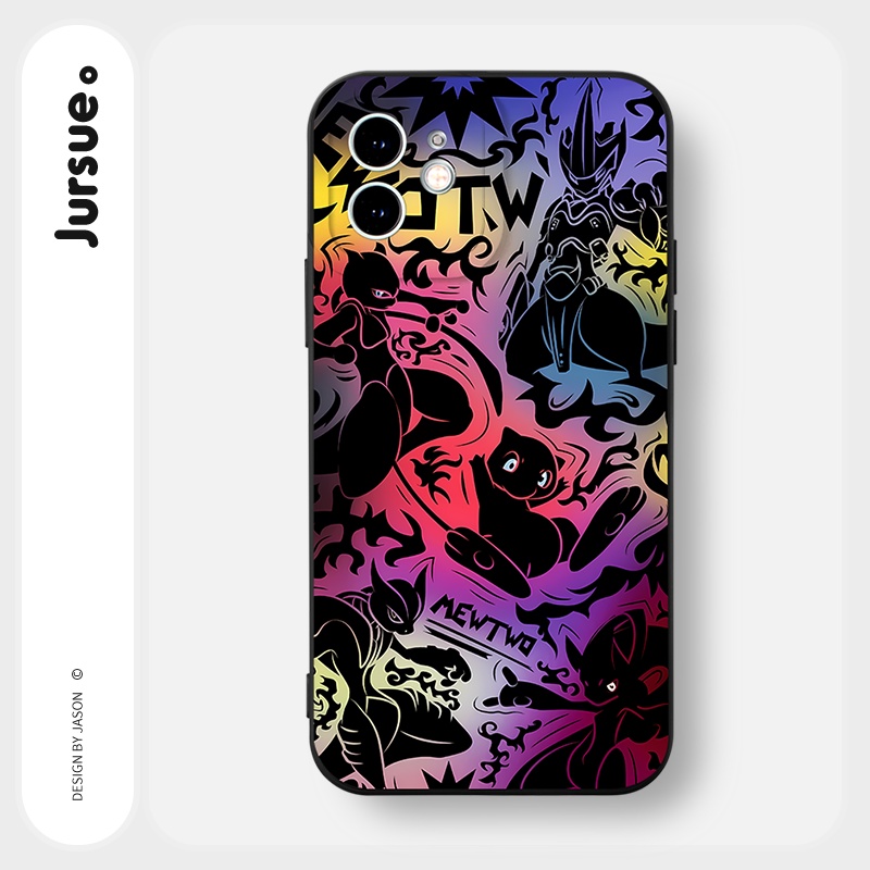 JURSUE เคสไอโฟน เคสซิลิโคนนุ่มกันกระแทกการ์ตูนอนิเมะตลก เคสโทรศัพท์ สีดำ Compatible for iPhone 16 15 14 13 12 11 Pro Max SE 2020 X XR XS 8 7 Plus พลัส Y2886