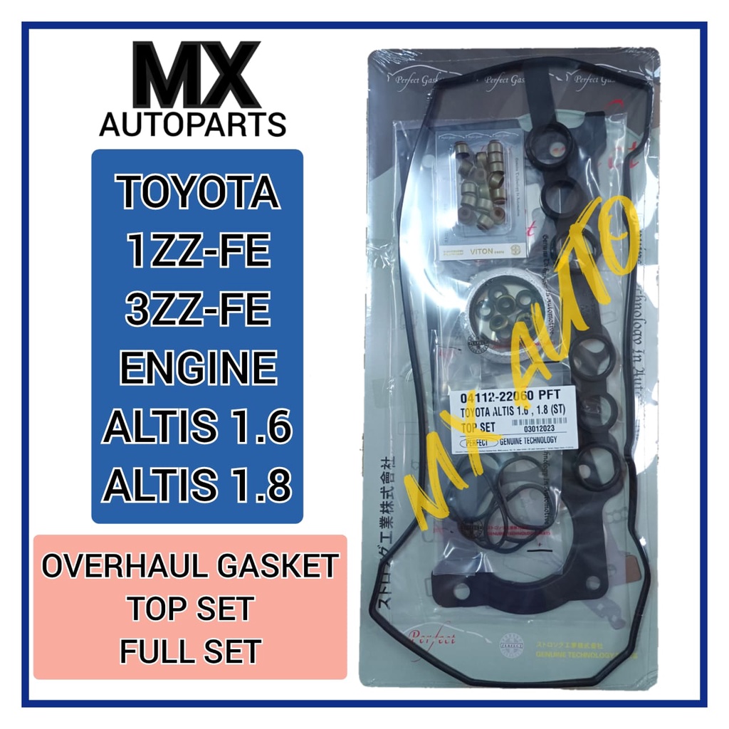 TOYOTA ALTIS 1.6 1.8 2002-2007 (1ZZ-FE / 3ZZ-FE ENGINE ) TOP OR FULL OVERHAUL GASKET SET