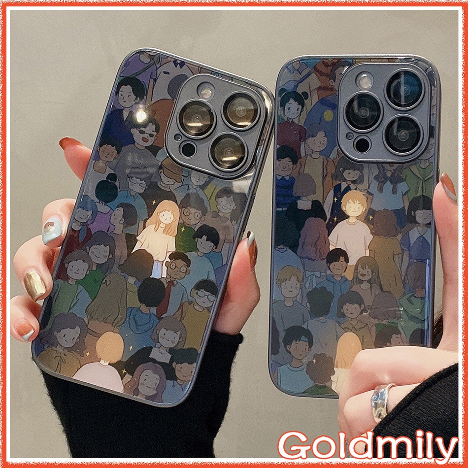 คู่รัก เคสไอโฟน11 เคส iPhone 13 Pro Max ฟิล์มกระจกเลนส์กระจกแข็งฝาครอบกล้องป้องกัน สำหรับ iPhone 14 13 iPhone 11 เคสไอโฟน14พลัส 12 Pro Max เคสไอโฟน13Promax iPhone 14 Plus Case