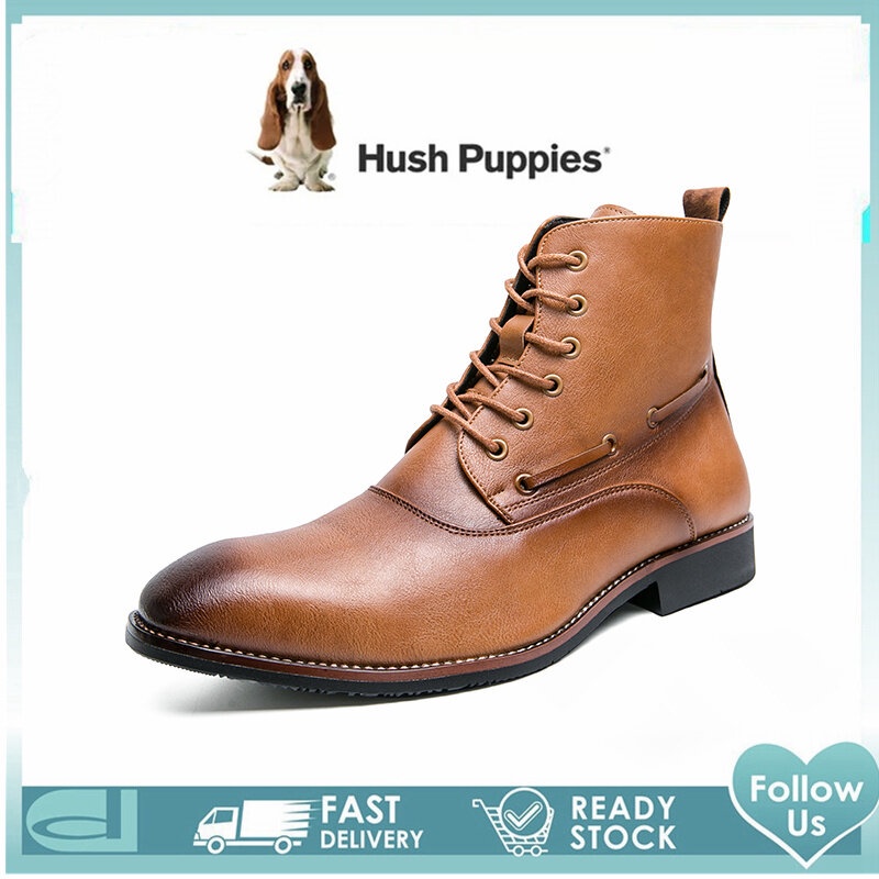 Hush Puppies ผู้ชายรองเท้าข้อเท้ารองเท้า High Cut รองเท้าหนังรองเท้าสําหรับชายรองเท้า Martin รองเท้า
