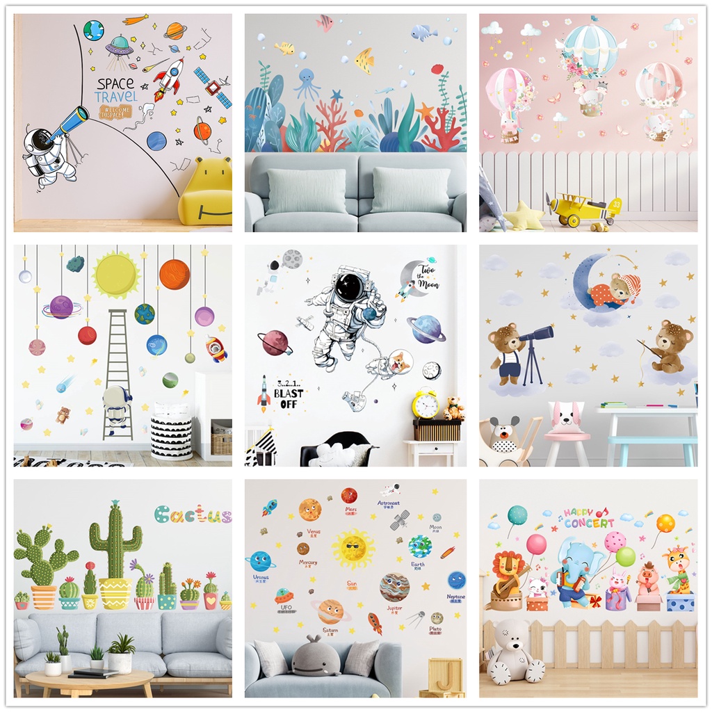 【Zooyoo】สติกเกอร์ติดผนัง ลายการ์ตูนสิงโต ช้าง ลิง ยีราฟ สีเขียว สําหรับตกแต่งบ้าน ห้องนอนเด็ก