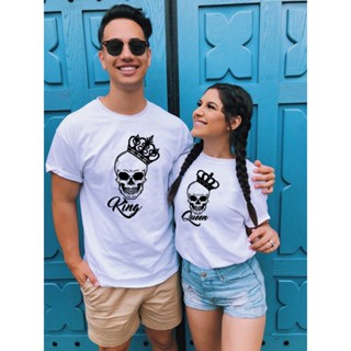 Skull Couple Shirts King and Queen Couple Matching Tshirt Fashion Graphic Tumblr Shirts Summer Casual Couple Lover_02