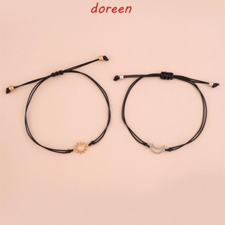 Doreen สร้อยข้อมือคู่รัก ผู้หญิง แฟน โชคดี คู่รัก จี้ โลหะผสม ดวงอาทิตย์ ทอมือ สร้อยข้อมือ