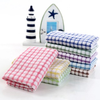 【AG】Soft Plaid Absorbent Kitchen Table Dishcloth Cotton Cleaning Cotton Tea Towel