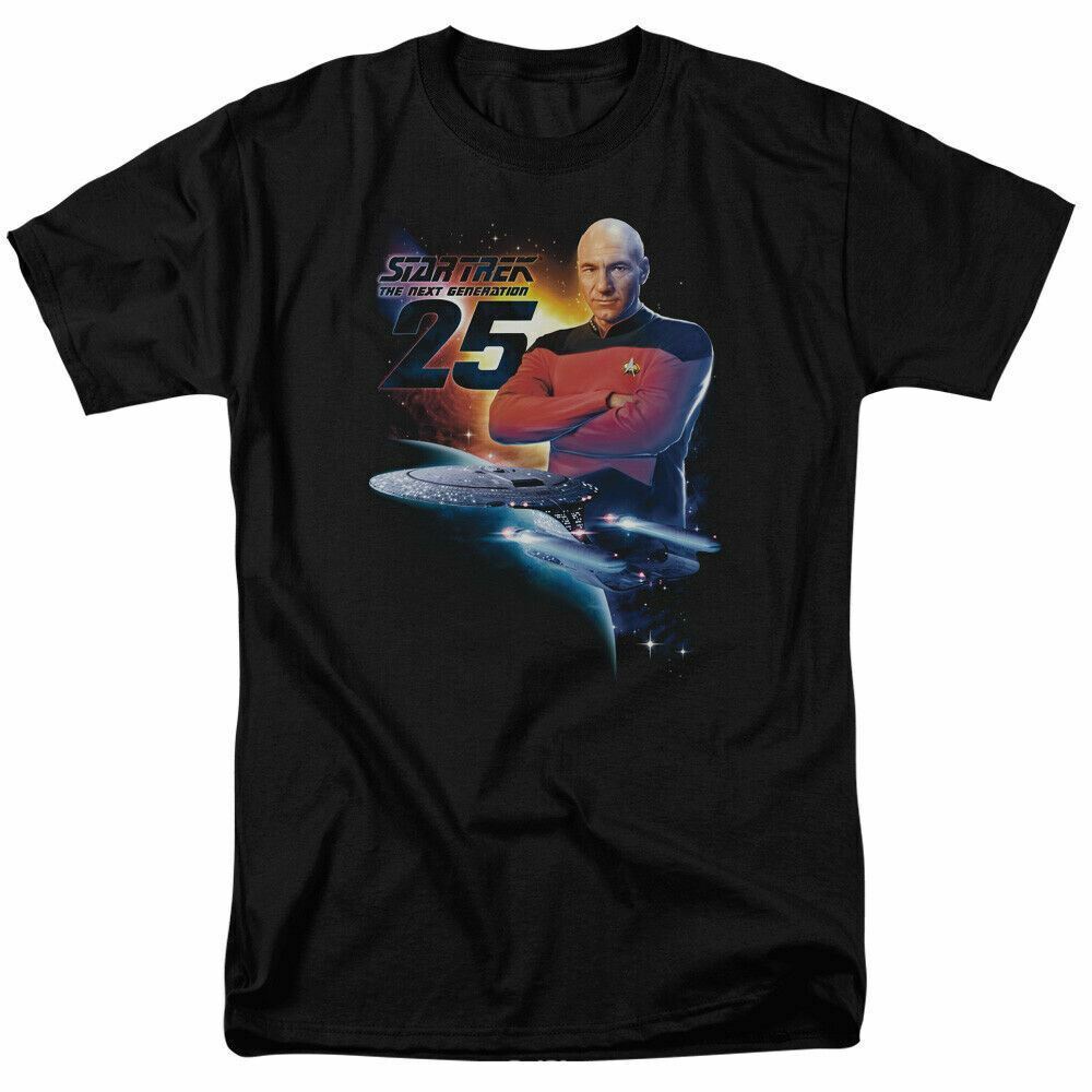มาใหม ่ ผู ้ ชายออกแบบเสื ้ อยืด Star Trek Tng 25 Sci Fi Tshirts สีดํา