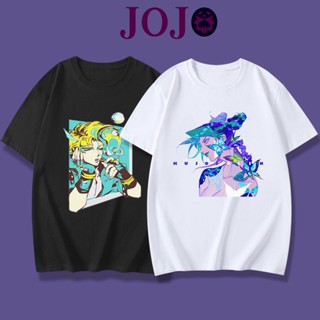 T-Shirt国际品牌-สุดยอด!เสื้อยืดแขนสั้น ผ้าฝ้ายแท้ พิมพ์ลายอนิเมะ Jojos Bizarre Adventure สําหรับผู้ชาย S-5XL