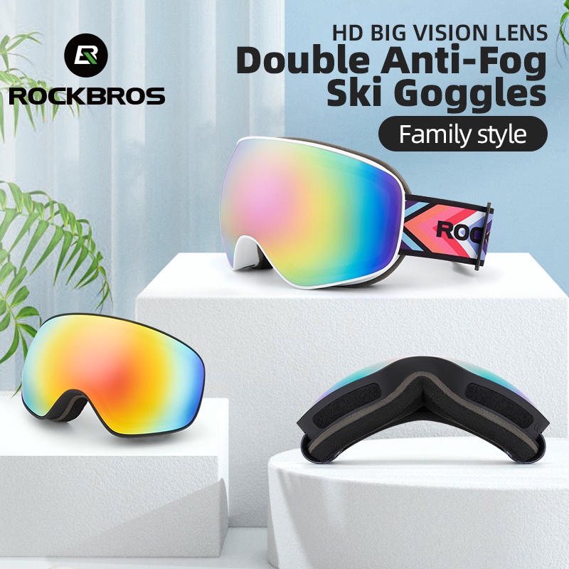 [Fulfilled by Shopee]ROCKBROS แว่นตาสกี สองชั้น ป้องกันหมอก กันลม สายตาสั้น อุปกรณ์กีฬาหิมะ สําหรับเด็ก ผู้ใหญ่