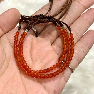 กำไลข้อมือ เชือกถัก คาเนเลี่ยน หินสมปรารถนา Carnelian 3 mm หินนำโชค หินแท้ 100% *ฟรีไซต์* (ราคาต่อเส้น)