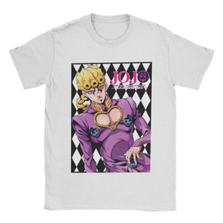 T-Shirtเสื้อยืด ทรงหลวม พิมพ์ลายการ์ตูนอนิเมะ Giorno Giovanna Jojo Bizarre Adventure สําหรับผู้ชาย S-5XL